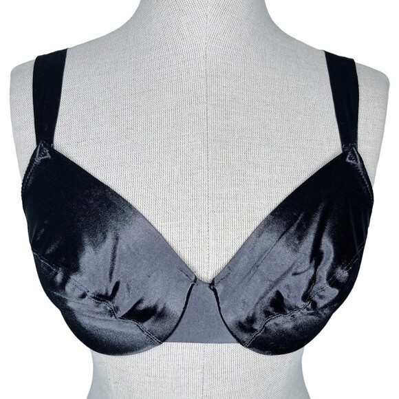 Victoria's Secret Second Skin Satin Bra sz 34C * Gold Label Vintage Unlined Gray - Picture 1 of 7